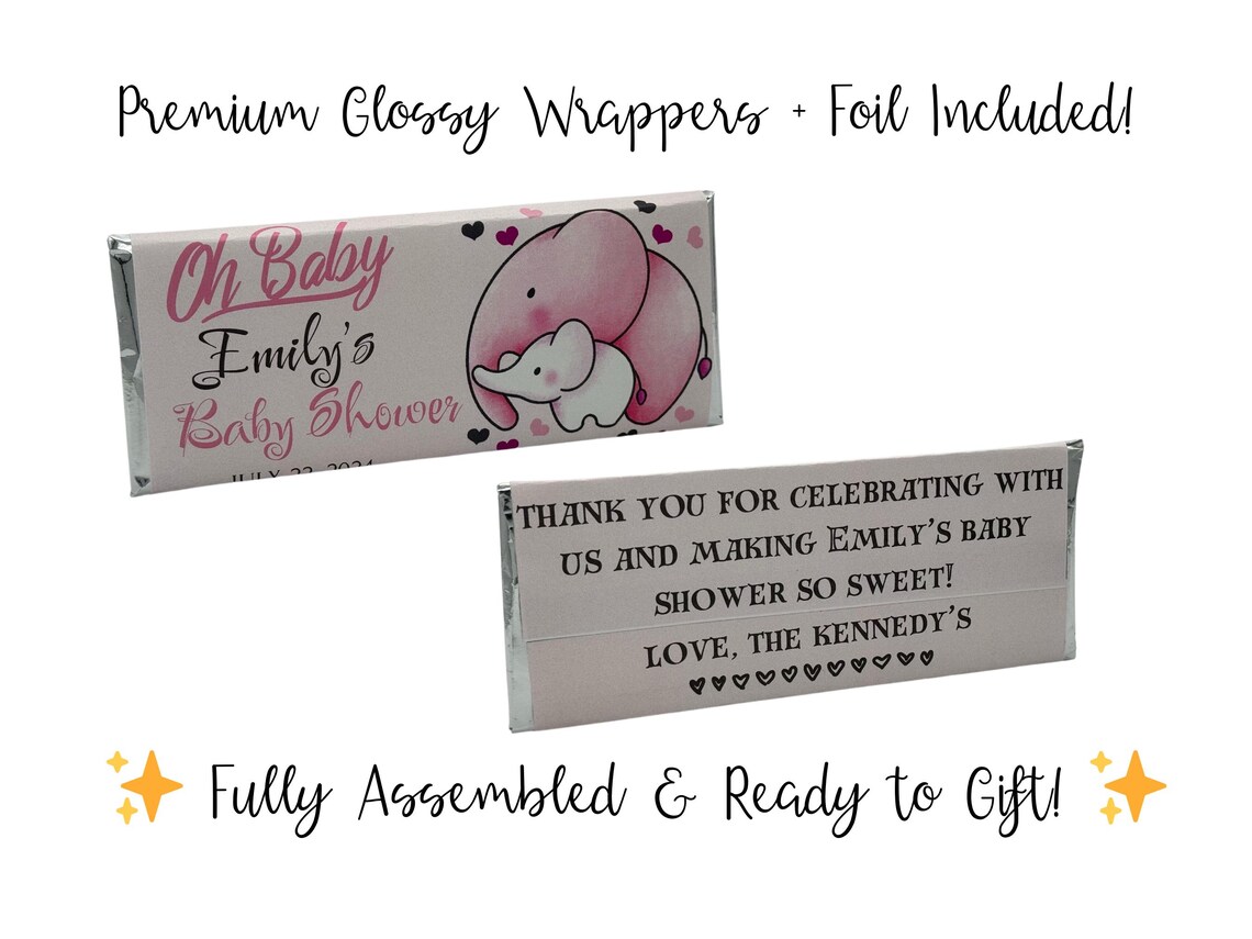 Personalized Baby Girl Hershey Bar Custom Chocolate Baby Shower Favor ...