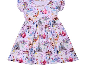 Little Girls Flutter Sleeve Twirl Character Dress –  Disney Design