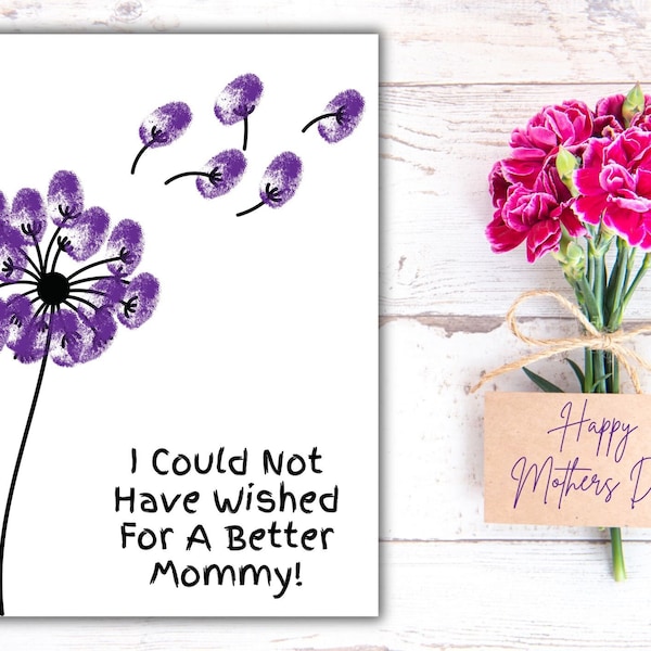 Mothers Day Fingerprint | Happy Mothers Day | Mothers Day Flower Craft for Kids Baby Toddler | Keepsake | DIY | Printable | Gift for Mom