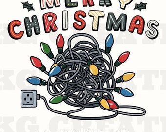 Funny ER Nurse Christmas PNG: Tangled Lights Digital File