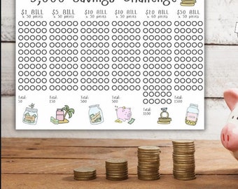 5000 Savings Challenge Printable | Money Saving Tracker PDF | Cash Envelope Challenge | Budget Savings Chart Digital Download