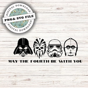 May The Fourth Be With You, digitale download, SVG-bestand, PNG-bestand, Cricut-bestanden, sublimaties, T-shirtontwerpen, muisshirts, Star, Warss