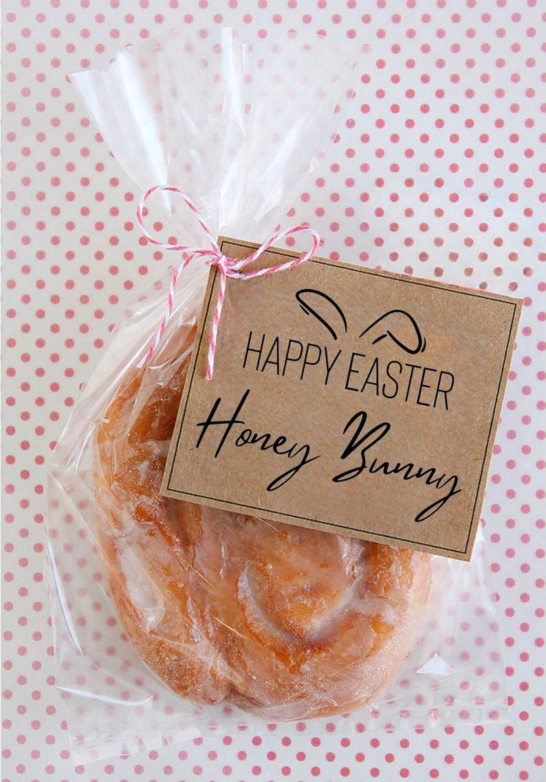 Sweet Easter Tags for Honey Buns Digital Easter Gift for Teacher, Class Mates or Work PDF Instant Download Clip Art image 1