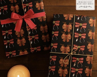 Reindeer Nurse Christmas Wrapping Paper – Holiday Gift Wrap for Nurses | Stethoscope Bow Print | Festive Medical Gift Wrap Sheet