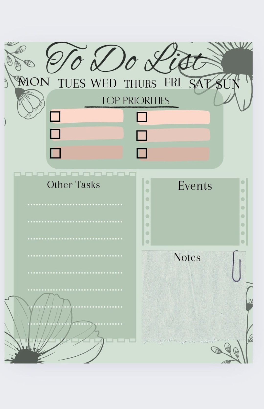 Digital and Printable to Do List 2 Page Combo - Etsy