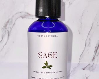 Spray de defumação de sálvia, purificador de aura sem fumaça, purificador de energia.
