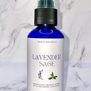 Smudgespray met lavendel en salie, kalm, helder en ontspannend, smudgenevel voor reiniging negatieve energie- rookloos saliewater Spirituele kamerspray