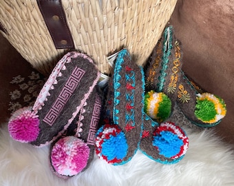 Kids wool slippers - cozy handmade house shoes for children, warm winter slippers