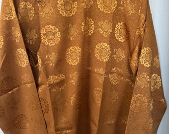 Tibetan Traditional Shirt – Golden Color Lama Wunju  (Unisex)-Size L/XL