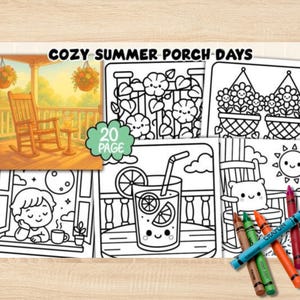 Cozy Summer Porch Days Coloring Book – 20 Pages | Adult Coloring for Summer Vibes, Porch Scenes, Relaxation & Mindfulness | Digital Print