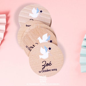 Magnet en bois, prénom bébé, cadeau invite baptême, annonce naissance, babyshower, bienvenue bébé (lot de 10)