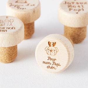 Tapón de vino de madera para abuelo, regalo de aperitivo, amante del vino, pequeño regalo para el Gran Papá Noel o el día de Año Nuevo, tapón de abuelo personalizado