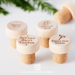 Tapón de vino de madera para tío, regalo aperitivo, amante del vino, pequeño regalo de Navidad, pequeño regalo de Año Nuevo, tapón de tío personalizado