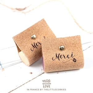 Unique thank you soap favour, for wedding guests, baptism, engagement party, natural handmade soap in beautiful engraved corkcase