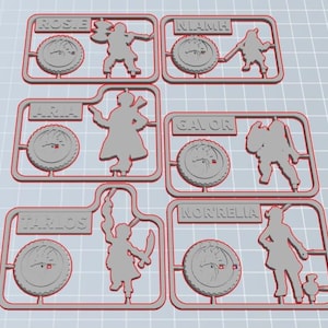 Mini kits e cartas personalizados de personagens de D&D
