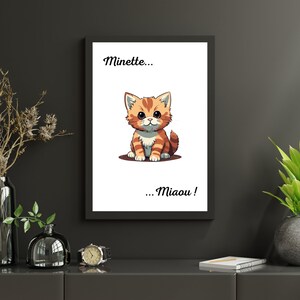 Poster "Minette..Meow!", children's room, cat, animals...