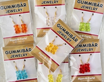 Gummy Bear Earrings in cute package makes an adorable Easter Xmas stocking stuffer gift for child teen or anyone young at heart - 1 Pair