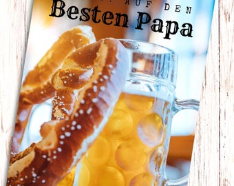 German Dad card - Cheers to the Best Papa - Beer & Pretzel