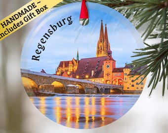 Regensburg Germany - solid glass ornament with gift box - Medieval Bavaria