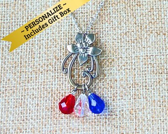 Edelweiss Birthstone Personalized Necklace customized gift for Mothers Day from the kids for Mom Mama Oma Nana Gigi Grandma Nona Aunty Tante