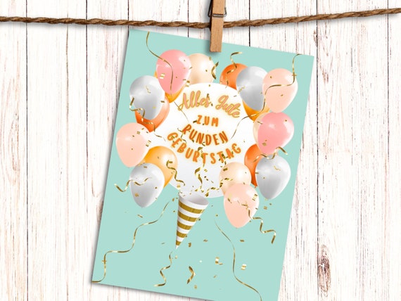 Decade Milestone German Birthday "Geburtstag" Greeting Card for anyone turning 20 30 40 50 60 70 80 90 Deutsch Oma Opa Mama Papa Tante Onkel