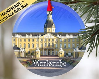 Karlsruhe Germany - solid glass ornament with gift box