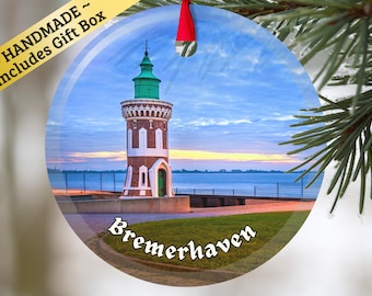 Bremerhaven Germany - solid glass ornament with gift box