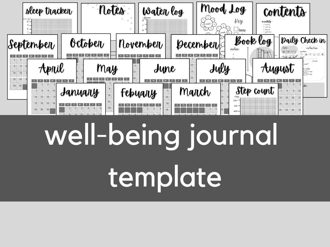 Journal Wellbeing Template Bullet Journal Mental Health Print Etsy