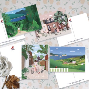 Lot de 4 cartes postales Montréal en Été