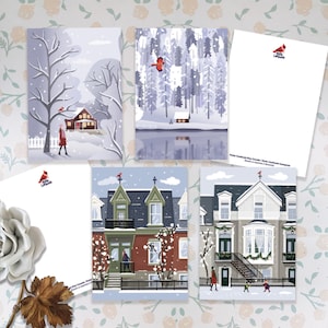 Lot de 4 cartes postales Montréal en Hiver