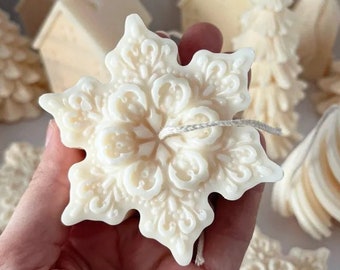 Snowflake Candle Mold Christmas Silicone Candle Mold for Scented Candle Making - Handmade DIY Christmas Candle Craft