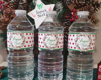 étiquette à imprimer pour bouteille d'eau de 0,50l - Embellissez votre table de Fête avec ces étiquettes Joyeux Noël mod050