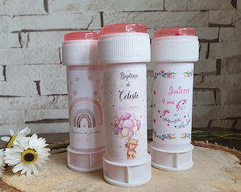 Etiquette personnalisée Tube bulles de savon  Chouette cadeau à offrir Pour animer avec des bulles  Baptême Anniversaire Baby Shower Fête