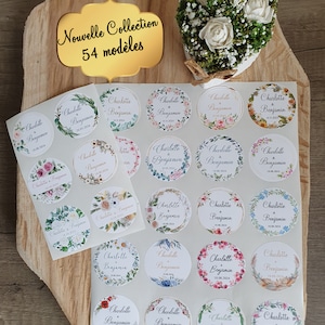 Étiquettes 3,5cm autocollantes personnalisées pour Mariage, Baptême, Anniversaire, Baby Shower, Communion, Fête, Fiançailles, noces image 1