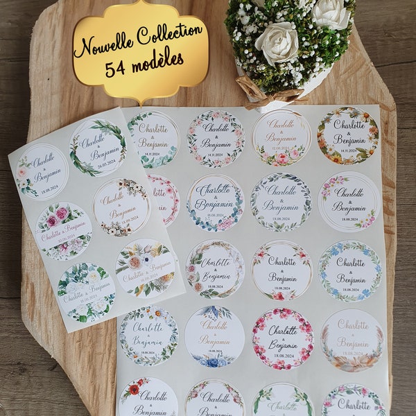 Étiquettes 3,5cm autocollantes personnalisées pour Mariage, Baptême, Anniversaire, Baby Shower, Naissance, Fête, Fiançailles, noces