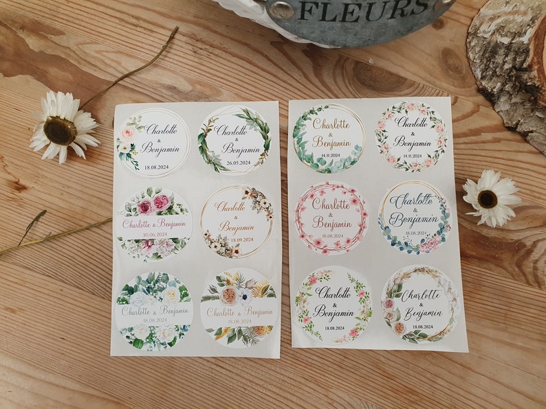 Étiquettes 3,5cm autocollantes personnalisées pour Mariage, Baptême, Anniversaire, Baby Shower, Communion, Fête, Fiançailles, noces image 9