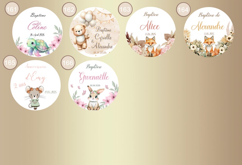 Étiquettes 3,5cm autocollantes personnalisées pour Baptême, Anniversaire, Baby Shower, Naissance, Fête, Battesimo Collection 2024 image 6