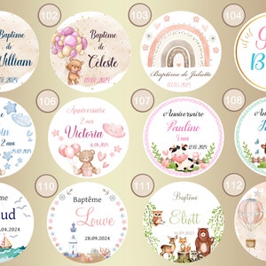 Étiquettes 3,5cm autocollantes personnalisées pour Baptême, Anniversaire, Baby Shower, Naissance, Fête, Battesimo Collection 2024 image 1