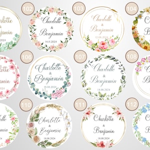 Personalized 3.5cm self-adhesive labels for Wedding, Baptism, Birthday, Baby Shower, Communion, Party, Engagement, wedding image 2