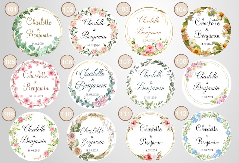 Personalized 3.5cm self-adhesive labels for Wedding, Baptism, Birthday, Baby Shower, Communion, Party, Engagement, wedding image 2