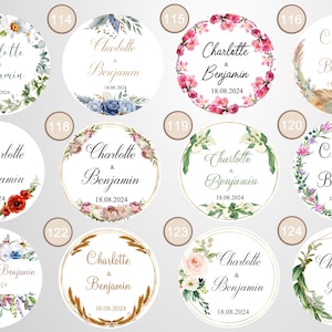 Personalized 3.5cm self-adhesive labels for Wedding, Baptism, Birthday, Baby Shower, Communion, Party, Engagement, wedding image 3