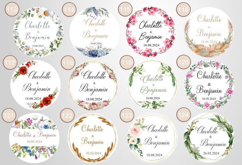 Personalized 3.5cm self-adhesive labels for Wedding, Baptism, Birthday, Baby Shower, Communion, Party, Engagement, wedding image 3