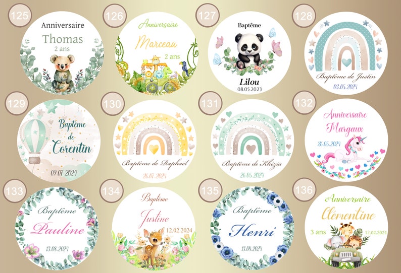 Étiquettes 3,5cm autocollantes personnalisées pour Baptême, Anniversaire, Baby Shower, Naissance, Fête, Battesimo Collection 2024 image 3