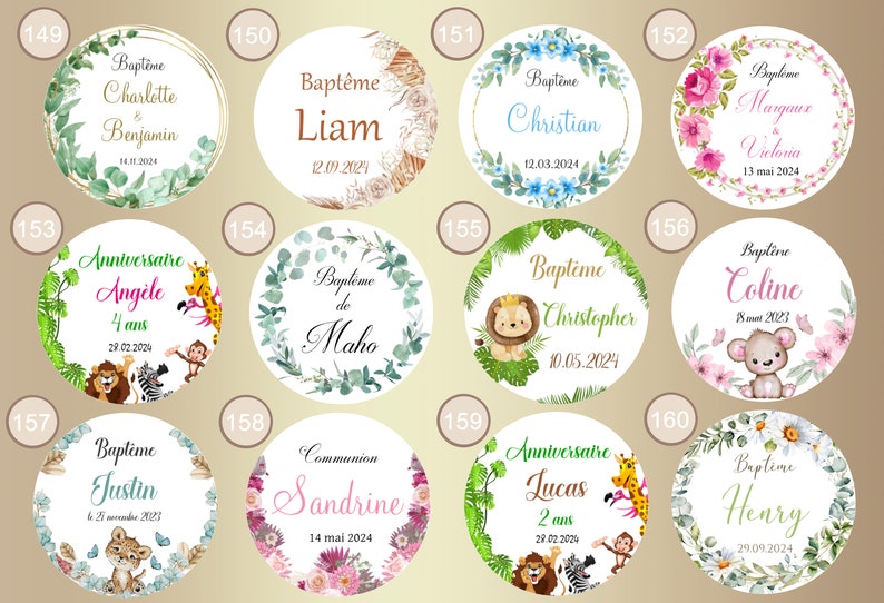 Étiquettes 3,5cm autocollantes personnalisées pour Baptême, Anniversaire, Baby Shower, Naissance, Fête, Battesimo Collection 2024 image 5