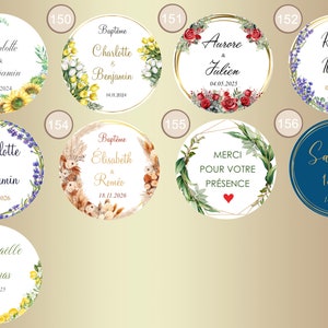 Étiquettes 3,5cm autocollantes personnalisées pour Mariage, Baptême, Anniversaire, Baby Shower, Communion, Fête, Fiançailles, noces image 6