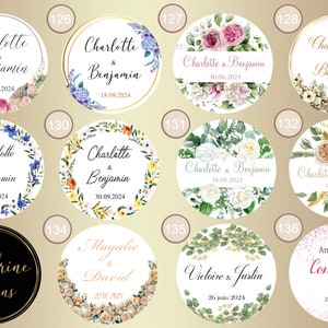 Personalized 3.5cm self-adhesive labels for Wedding, Baptism, Birthday, Baby Shower, Communion, Party, Engagement, wedding image 4