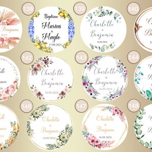 Personalized 3.5cm self-adhesive labels for Wedding, Baptism, Birthday, Baby Shower, Communion, Party, Engagement, wedding image 5