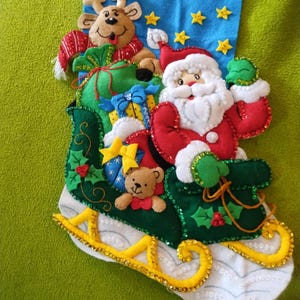 Christmas Bucilla Felt Stocking Finished - Santa&#39;s Helper
