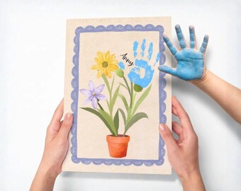 Custom Kids Handprint Art Template, Printable Mothers Day Wall Art, Nana's Garden Family Keepsake, Grandmother Gift from Grandchildren