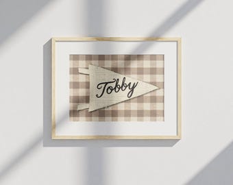 Printable Pennant Flag, Personalized Name Wall Art, Custom Name, Playroom Wall Decor, Kids Wall Art, Classic Nursery Decor, Name Pennant